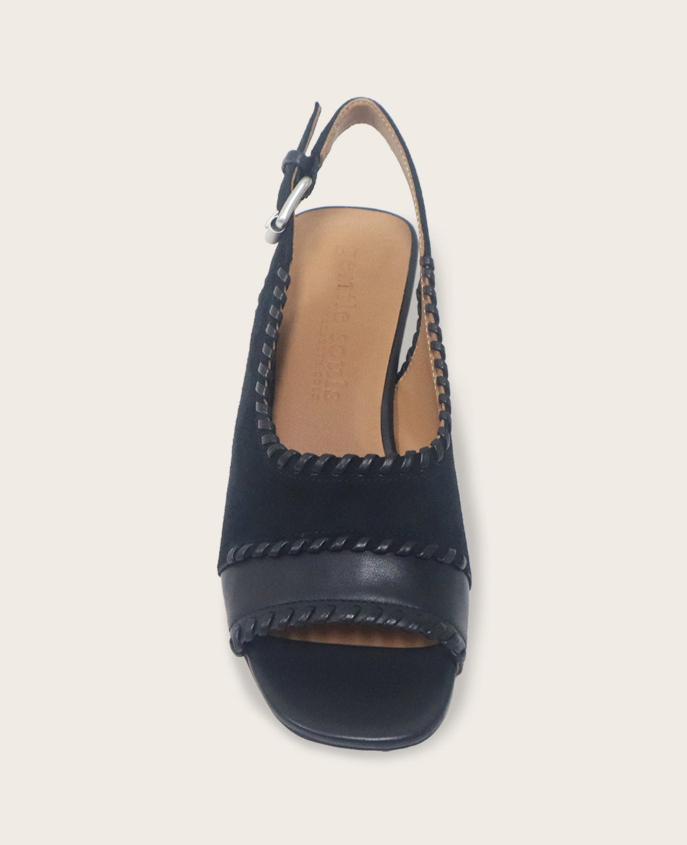 GENTLE SOULS - Samarra Suede Braided Detail Slingback Heel | Kenneth Cole BLACK SUEDE