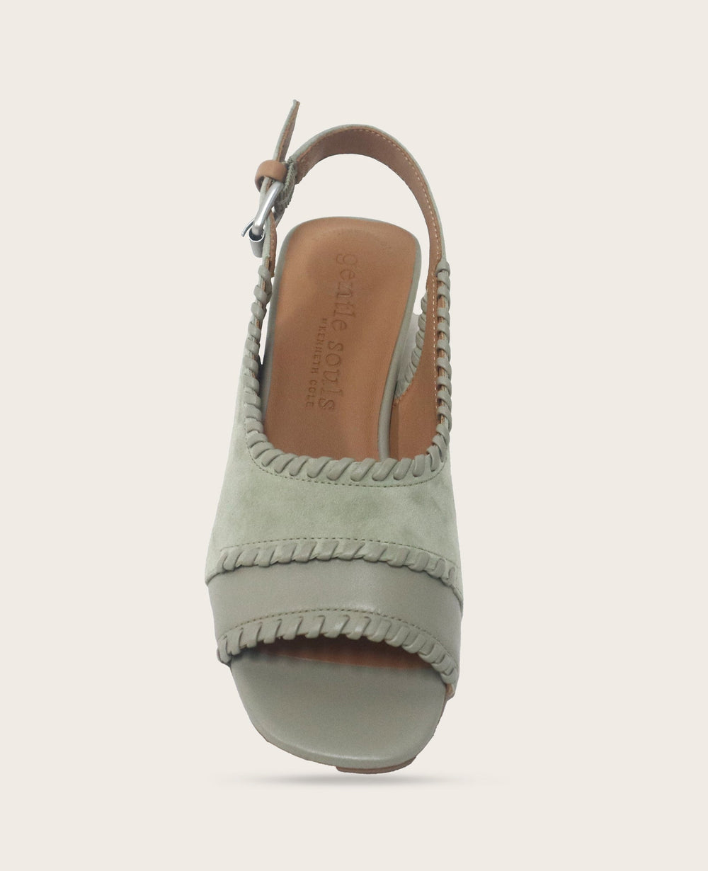 GENTLE SOULS - Samarra Suede Braided Detail Slingback Heel | Kenneth Cole SILVER SAGE SUEDE